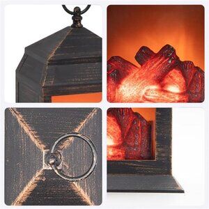 2" H Fireplace Lantern 6 Super Bright LEDs 6 Hours Timer Battery Operated,